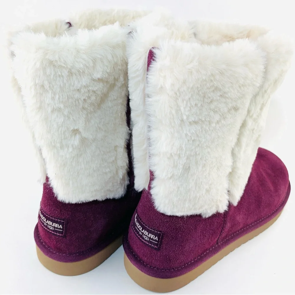 NEW Koolaburra by UGG Women’s Faux Fur Winter Boots Size 9 US - Plum & White - Picture 13 of 15